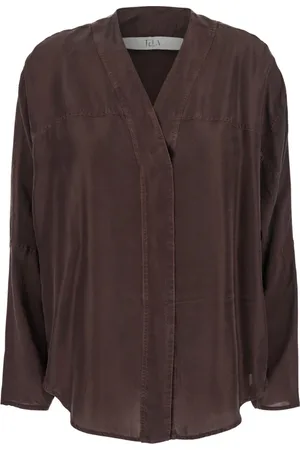 TELA Bluser & Skjorter, Dame, Brun, S, Brun V-Neck Silke Scout Skjorte