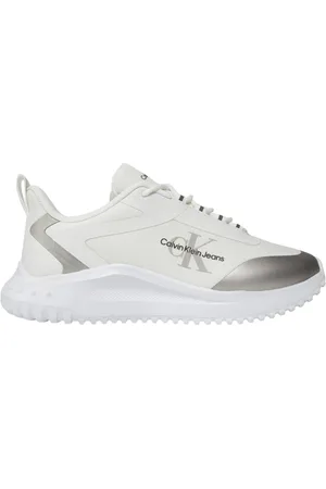Calvin Klein Sko, Dame, Hvid, 37 EU, Hvide sporty syntetiske sneakers til kvinder