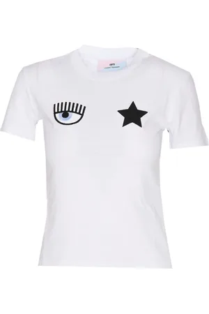 Chiara Ferragni Top, Dame, Hvid, XS, Bomuld, Eye Star Logo T-Shirt