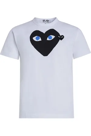 Comme des Garçons Top, Herre, Hvid, 2XL, Bomuld, Hjerte Print T-shirt