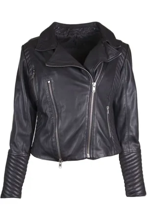 Notyz Jakke, Dame, Sort, 2XL, Uld, Biker Med Kraftige Lynlåse 10634H