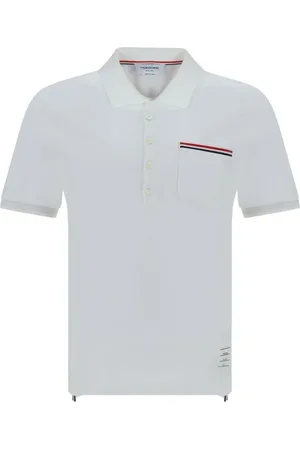 Thom Browne Top, Herre, Hvid, XL, Bomuld, Klassisk bomuldspoloshirt med påsyet lomme