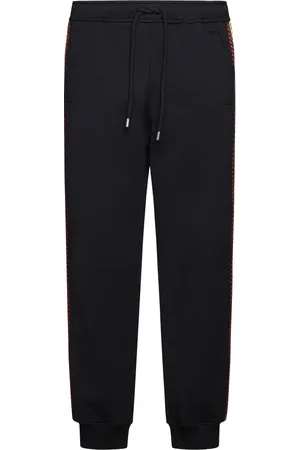 Lanvin Bukser, Herre, Sort, XS, Bomuld, Sorte jerseybukser med stribede detaljer