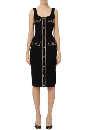 Elisabetta Franchi Kjole, Dame, Sort, S, Elegant Midi Kjole