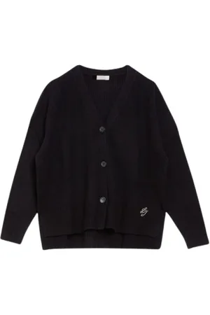 Liu Jo Strik, Dame, Sort, XS, Bomuld, Buttoned Wool Cotton Cardigan