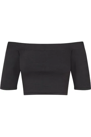 Cortana Strik, Dame, Sort, XL, Uld, Off-Shoulder Crop Top