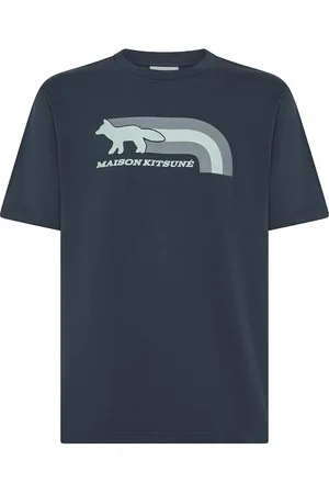 Maison Kitsuné Top, Herre, Blå, XS, Bomuld, Flash Fox Comfort T-Shirt