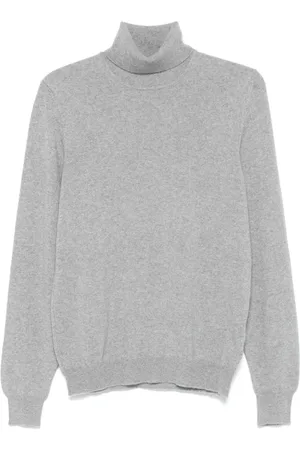 FEDELI Strik, Herre, Grå, M, Cashmere, Cashmere Roll Neck Sweater