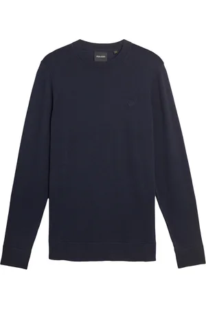 Lyle & Scott Strik, Herre, Blå, L, Bomuld, Tonal Superfine Crew Neck Jumper