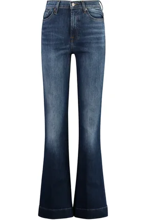 7 for all Mankind Jeans, Dame, Blå, W26, Uld, Stilfulde boot-cut jeans med kontrastsyninger