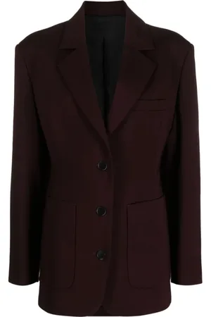 Lanvin Jakke, Dame, Brun, S, Uld, Figursyet enkeltradet jakke