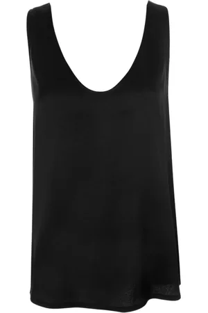 Drykorn Top, Dame, Sort, L, Satin, Flydende satintop med dyb rund hals