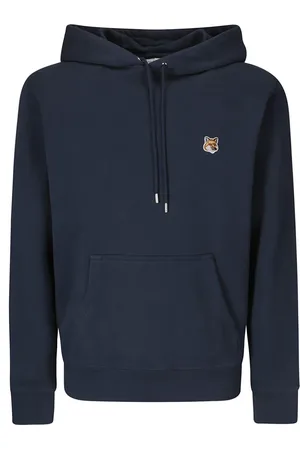 Maison Kitsuné Sweathshirts & Hoodies, Herre, Blå, L, Bomuld, Logo Detail Hættetrøje