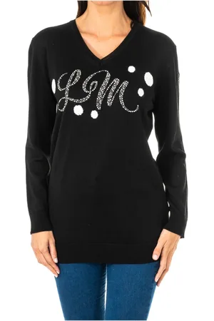 La Martina Strik, Dame, Sort, L, Uld, V-hals Strik