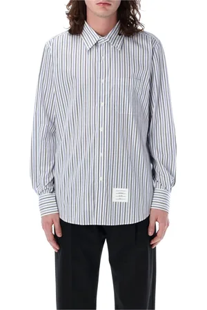 Thom Browne Skjorte, Herre, Flerfarvet, XL, Bomuld, Stribet Poplin Skjorte