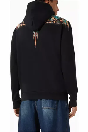MARCELO BURLON Sweathshirts & Hoodies, Herre, Sort, XL, Bomuld, Grizzly Wings Regular Hoodie