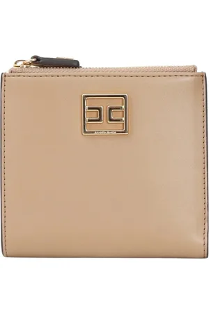 Elisabetta Franchi Tilbehør, Dame, Brun, ONE SIZE, Uld, Bifold Wallet med lynlåslukning