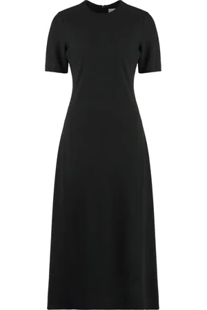 Calvin Klein Kjole, Dame, Sort, L, Polyester, Flared Crepe Kjole