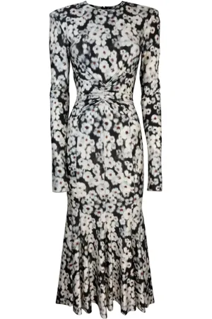 Serafini Kjole, Dame, Flerfarvet, S, Polyester, Brun Flare Langærmet Kjole