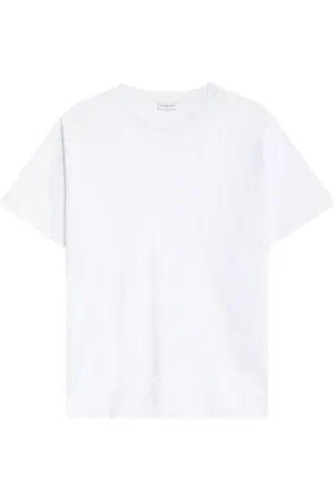 DRIES VAN NOTEN Top, Herre, Hvid, XL, Bomuld, Hvid bomulds T-shirt med rund hals