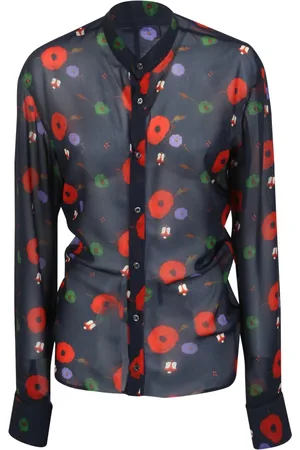 Dsquared2 Bluser & Skjorter, Dame, Sort, 2XS, Uld, Floral Print Sort Skjorte