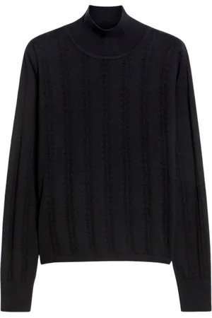 Max Mara Strik, Dame, Blå, L, Uld, Uld og Silke Rullekrave Sweater