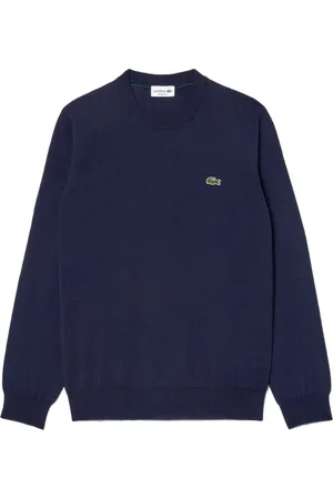 Lacoste Strik, Herre, Blå, 4XL, Uld, Ribstrikket sweater med krokodillelogo