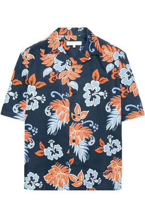 Maison Kitsuné Skjorte, Herre, Flerfarvet, M, Bomuld, Floral Print Camp Collar Skjorte