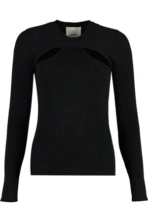 Isabel Marant Strik, Dame, Sort, M, Uld, Udskåret Merino uld sweater