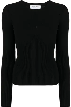 Marine Serre Strik, Dame, Sort, L, Polyester, Ribstrikket Lang Top