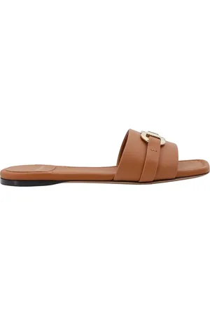 Salvatore Ferragamo Sko, Dame, Brun, 36 1/2 EU, Læder, Brune lædersandaler med firkantet tå