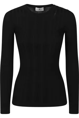 Elisabetta Franchi Strik, Dame, Sort, XL, Strikket sweater