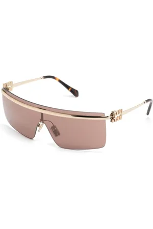 Miu Miu Tilbehør, Dame, Gul, 42 MM, Uld, Guld Solbriller med Original Etui