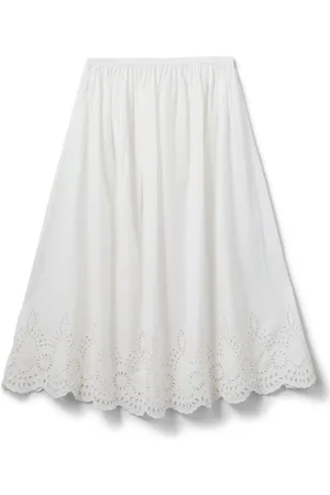Sofie Schnoor Nederdel, Dame, Hvid, S, Feminin A-line nederdel med broderede detaljer
