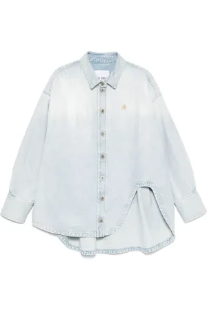 The Attico Bluser & Skjorter, Dame, Blå, XS, Bomuld, Lyseblåt overtøj med knapper og logo