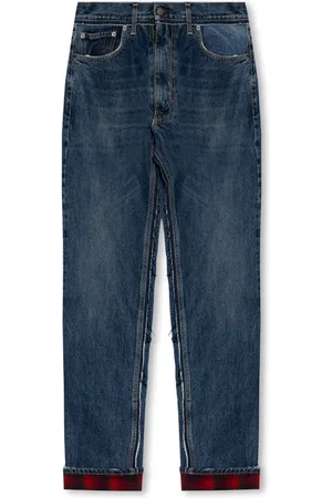 Maison Margiela Jeans, Herre, Blå, W30, Bomuld, Jeans med Pendleton-indsatser
