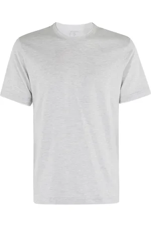 ELEVENTY Top, Herre, Grå, S, Bomuld, Crew Neck T-shirt med detaljer