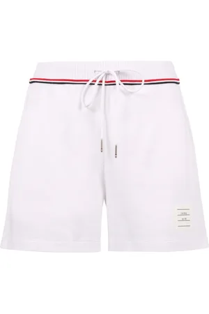 Thom Browne Shorts, Dame, Hvid, 2XS, Bomuld, Cotton Shorts Tricolor Detalje To Sidelommer