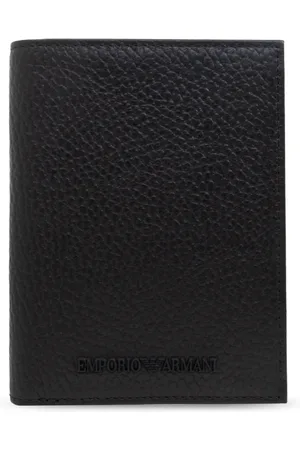 Emporio Armani Tilbehør, Herre, Sort, ONE SIZE, Læder, Folding Card Case