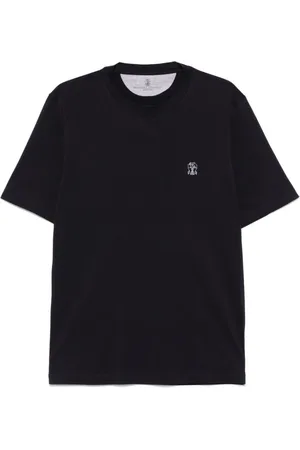 Brunello Cucinelli Top, Herre, Blå, 2XL, Bomuld, Crew Neck T-shirt