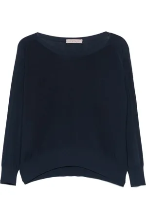 D.EXTERIOR Strik, Dame, Blå, S, Uld, Stilfuld Polo T-shirt i Blå