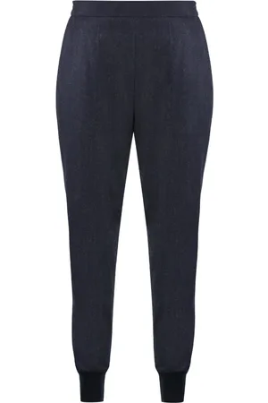 Stella McCartney Bukser, Dame, Blå, XS, Uld, Ribstrikkede uld joggingbukser med lommer