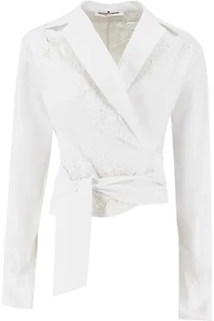 ERMANNO SCERVINO Bluser & Skjorter, Dame, Hvid, S, Lace Detail Belted Shirt
