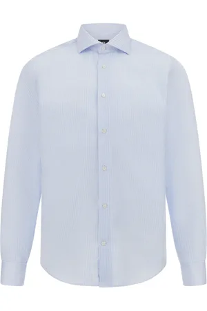 Boggi Milano Skjorte, Herre, Blå, M, Bomuld, Stribet bomuldsskjorte, slim fit