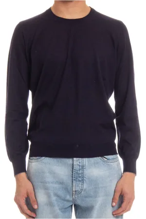 Brunello Cucinelli Strik, Herre, Blå, M, Cashmere, Crewneck Striktrøje