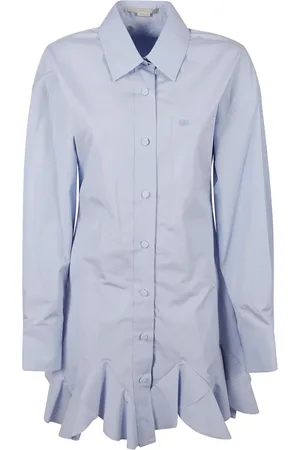 Stella McCartney Kjole, Dame, Blå, 2XS, Bomuld, Rynket Skjortekjole