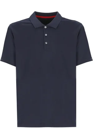 FAY Top, Herre, Blå, 2XL, Bomuld, Blå polo shirt med krave og korte ærmer