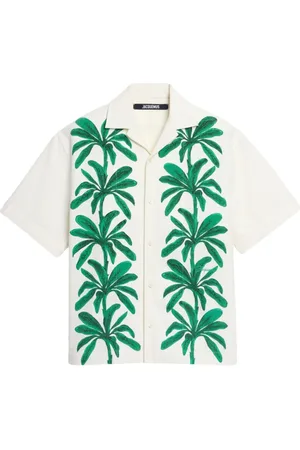 Jacquemus Skjorte, Herre, Flerfarvet, L, Palm Tree Print Button-Up Skjorte