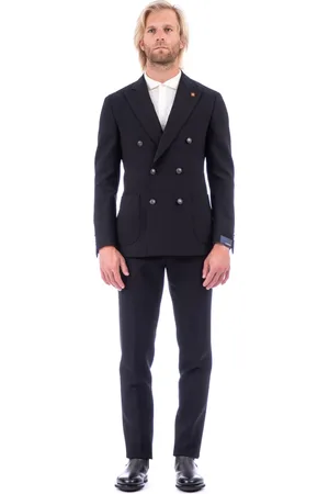 LARDINI Jakkesæt, Herre, Sort, XL, Uld, Double Breasted Suit Set