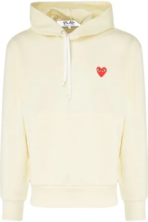 Comme des Garçons Sweathshirts & Hoodies, Herre, , M, Uld, Elfenbensfarvet hættetrøje med rødt hjerte
